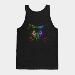 Rainbow drop Cat Face Tank Top